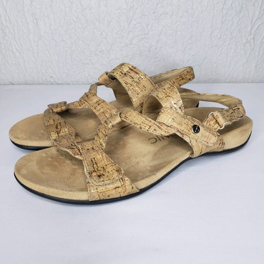 Womens Vionic  Paros Tan Cork Orthopedic Slingback Strappy Sandals Size 8